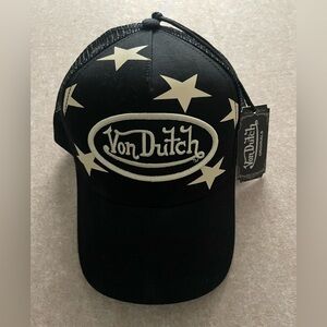 Von Dutch Black Star Logo Trucker Hat - NWT